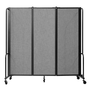 NPS ROBO Series 6ft Modern Metal Room Divider with 3 Sections in Gray