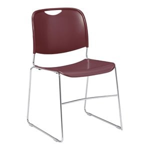 NPS 8500 Series 31&quot Modern Ultra-Compact Plastic Stack Chair in Wine Red