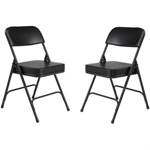 NPS 3200 Series 32&quot Premium Vinyl Upholstered Folding Chair in Black (Set of 2)