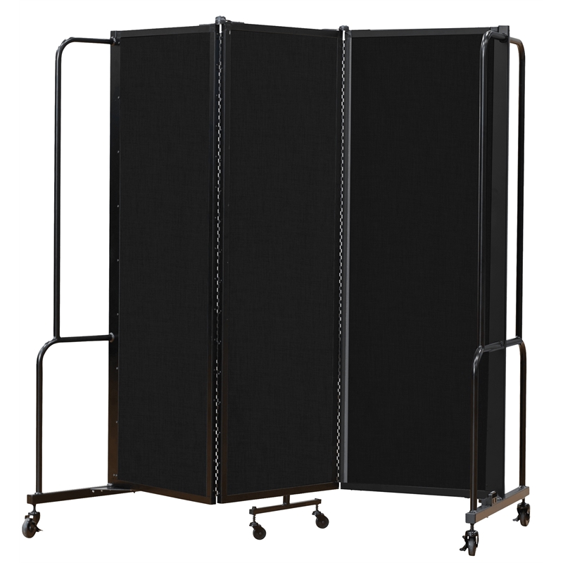 NPS ROBO Series 6ft Modern Metal Room Divider with 3 Sections in Black