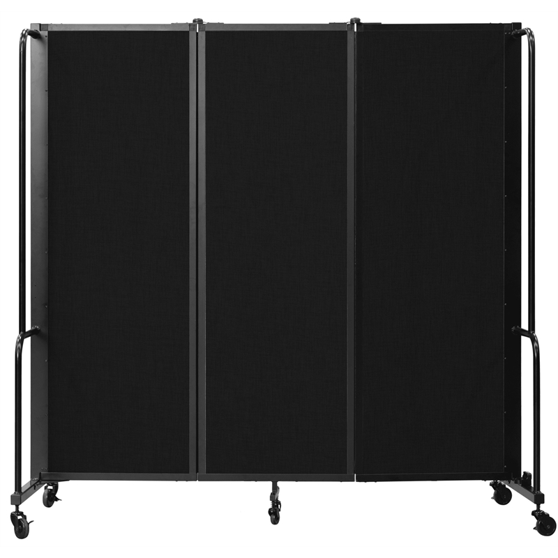 NPS ROBO Series 6ft Modern Metal Room Divider with 3 Sections in Black