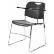 NPS Modern Wood Left Tablet Arm for 8500 Series Stack Chair in Black/Chrome