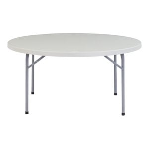 NPS BTR Series 60&quot Round Plastic Heavy Duty Folding Table in Speckled Gray