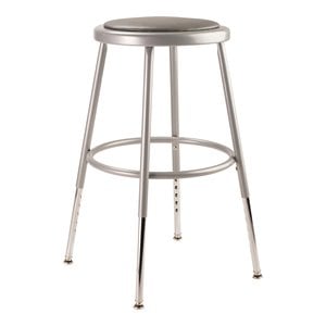 NPS 6400 Series 25-33&quot Vinyl Padded Steel Metal Heavy Duty Stool in Gray