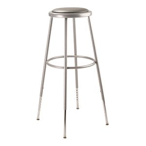 NPS 6400 Series 32-39&quot Vinyl Padded Steel Metal Heavy Duty Stool in Gray