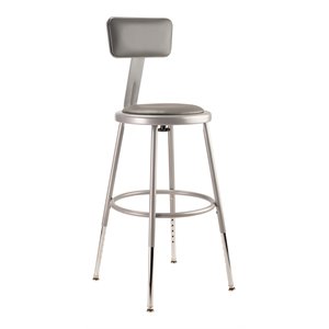 NPS 6400 Series 19-27&quot Modern Heavy Duty Vinyl Padded Steel Metal Stool in Gray