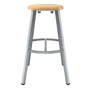 NPS 30&quot Titan Stool Solid Wood Seat Grey Frame