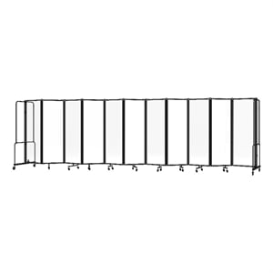 NPS Room Divider 6' Height 11 Sections Clear Acrylic Panels Black Frame