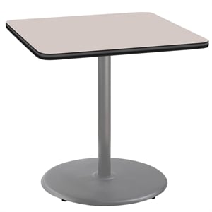NPS Cafe Table 36&quot SQ Round Base 36&quotH Particleboard Grey Frame Grey Top