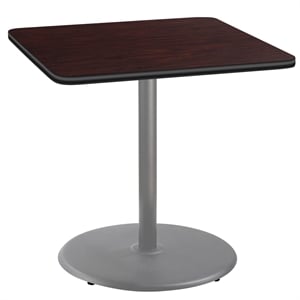 NPS Cafe Table 36&quot SQ Round Base 36&quotH Particleboard Grey Frame Mahogany Top