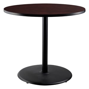 NPS Cafe Table 36&quotR Round Base 36&quotH Particleboard Black Frame Mahogany Top