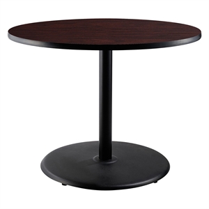 NPS Cafe Table 36&quotR Round Base 30&quotH Particleboard Black Frame Mahogany Top