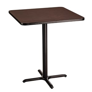 NPS Cafe Table 36&quot SQ X Base 42&quotH Particleboard Black Frame Mahogany Top