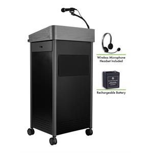 Oklahoma Sound GSL Series 46&quot Modern Metal Lectern with Sound in Charcoal
