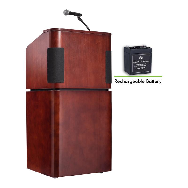 Oklahoma Sound Modern Wood Veneer Table Lectern in Mahogany/Walnut