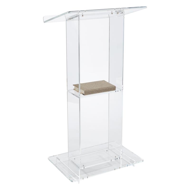 Oklahoma Sound Modern Acrylic Plastic Lectern with Shelf in Clear
