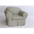 Brushed Cotton Twill 2 Piece Loveseat Slipcover in Sage Green