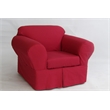 Cotton Twill 2 Piece Chair Chair Slipcover in Red