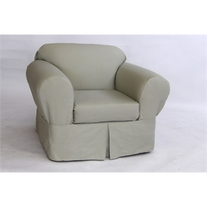 Brushed Cotton Twill 2 Piece Chair Slipcover in Sage Green