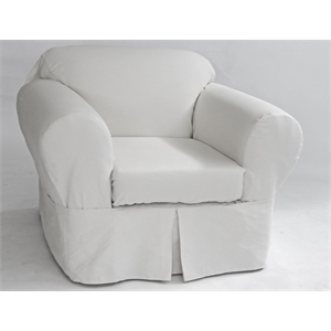 Cotton Twill 2 Piece Chair Slipcover in White