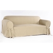 Cotton Twill One Piece Loveseat Slipcover in Tan