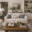 Cotton Twill One Piece Loveseat Slipcover in Natural