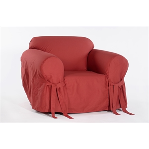 Cotton Twill One Piece Chair Slipcover in Red