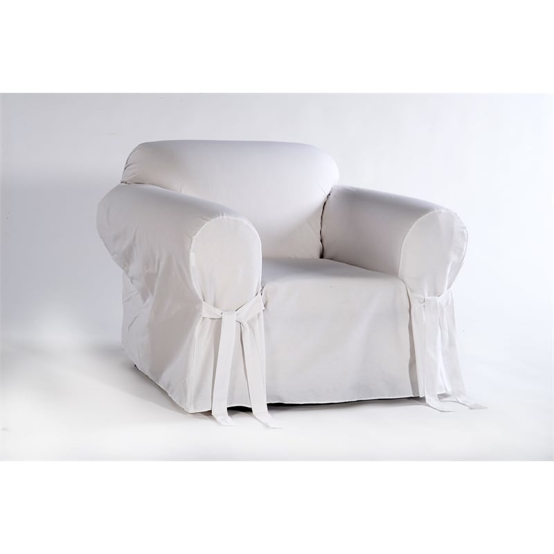 Cotton Duck One Piece Chair Slipcover in White