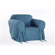 Cotton Duck One Piece Chair Slipcover in Blue