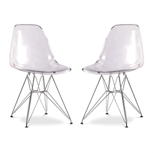 Aron Living Tower 17&quot Plastic and Chrome Steel Dining Chairs in Black (Set of 2)