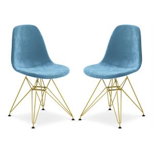 Aron Living Tower 17&quot Mid-Century Metal Dining Chairs in Blue (Set of 2)