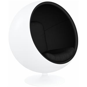 Aron Living Pod Chairs 52&quot Fiberglass and Cotton Ball Chair in Black