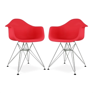 Aron Living Tower 18&quot Plastic and Chrome Steel Armchairs in Red (Set of 2)