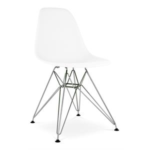 Aron Living Tower 17&quot Plastic and Chrome Steel Dining Chair in White