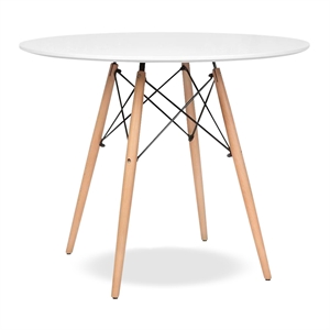 Aron Living Pyramid 36&quot Round Mid-Century Wood Dining Table in White