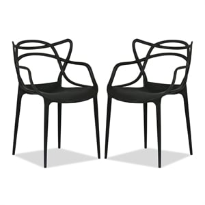 Aron Living Monte 18&quot Mid-Century Plastic Dining Chairs in Black (Set of 2)
