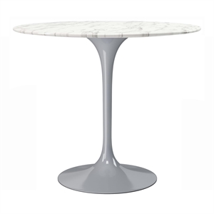 Aron Living Rose 32&quot Round Artifical Marble and Metal Dining Table in Gray