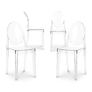 Aron Living 18.5&quot Mid-Century Plastic Crystal Dining Chairs in Clear (Set of 4)