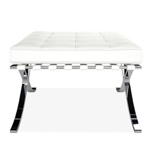 Aron Living Pavilion 32&quot Real Leather and Stainless Steel Stool in White