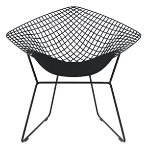 Aron Living Diamond 16&quot Mid-Century Metal Chair with Seat Pad in Black