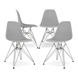 Aron Living Tower 17&quot Plastic and Chrome Steel Dining Chairs in Gray (Set of 4)