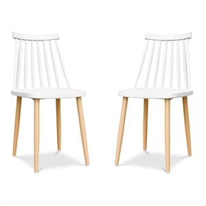 Aron Living Spindle 18&quot Mid-Century Plastic Dining Chairs in White (Set of 2)