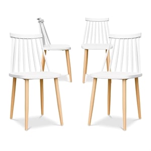 Aron Living Spindle 18&quot Mid-Century Plastic Dining Chairs in White (Set of 4)