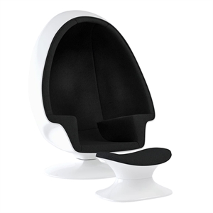 Aron Living Pod Chairs 52&quot Cotton Alpha Egg Chair and Ottoman in Black