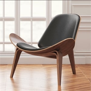 Aron Living Arch Shell Chair in Black Faux Leather