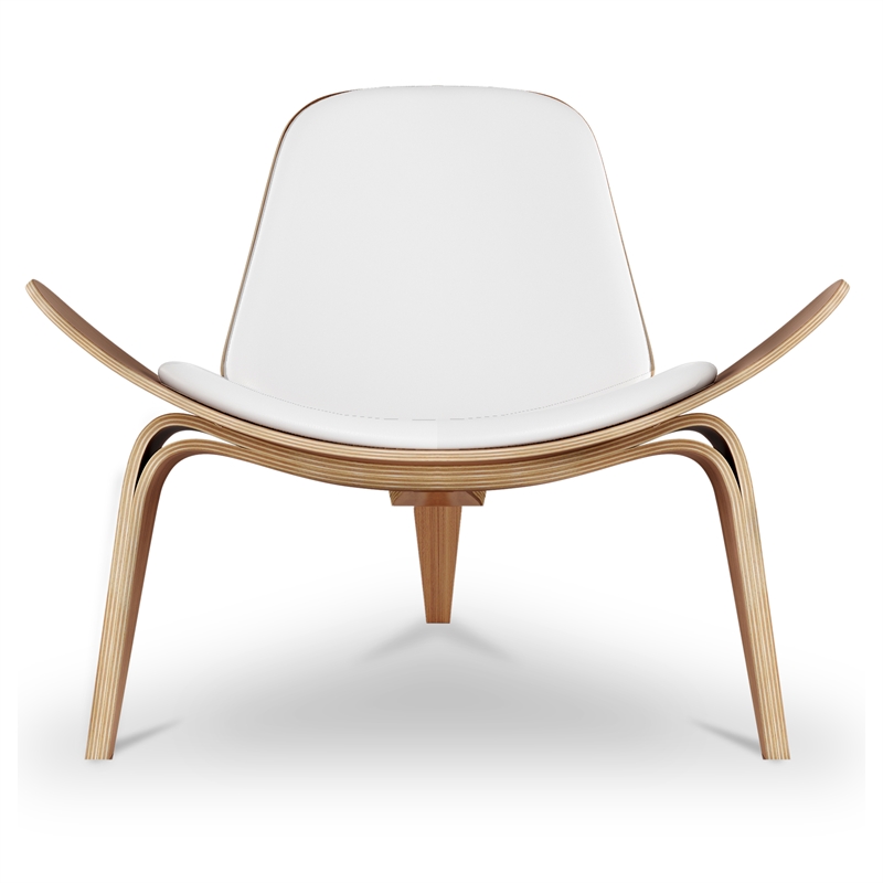Aron Living Arch Shell Chair in White Faux Leather
