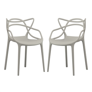 Aron Living Monte 18&quot Mid-Century Plastic Dining Chair in Gray (Set of 2)
