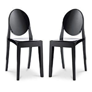 Aron Living 18.5&quot Mid-Century Plastic Dining Chair in Black (Set of 2)