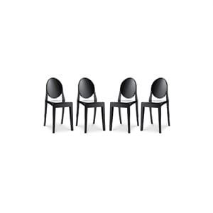 Aron Living 18.5&quot Mid-Century Plastic Dining Chair in Black (Set of 4)