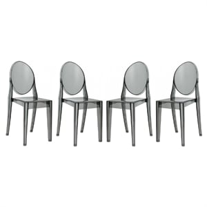 Aron Living 18.5&quot Mid-Century Plastic Dining Chair in Smoke Gray (Set of 4)